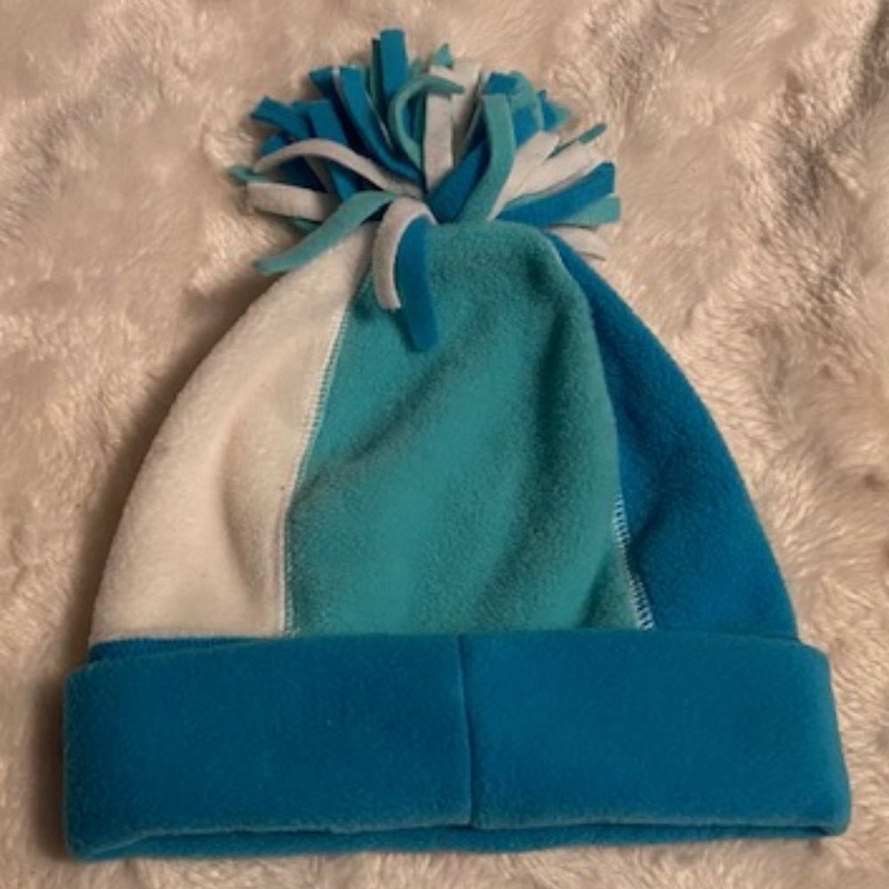 $10 ADD ON Children's Place Girls Blue White Fleece Pom Pom Toque Size 10-14 - Picture 2 of 7